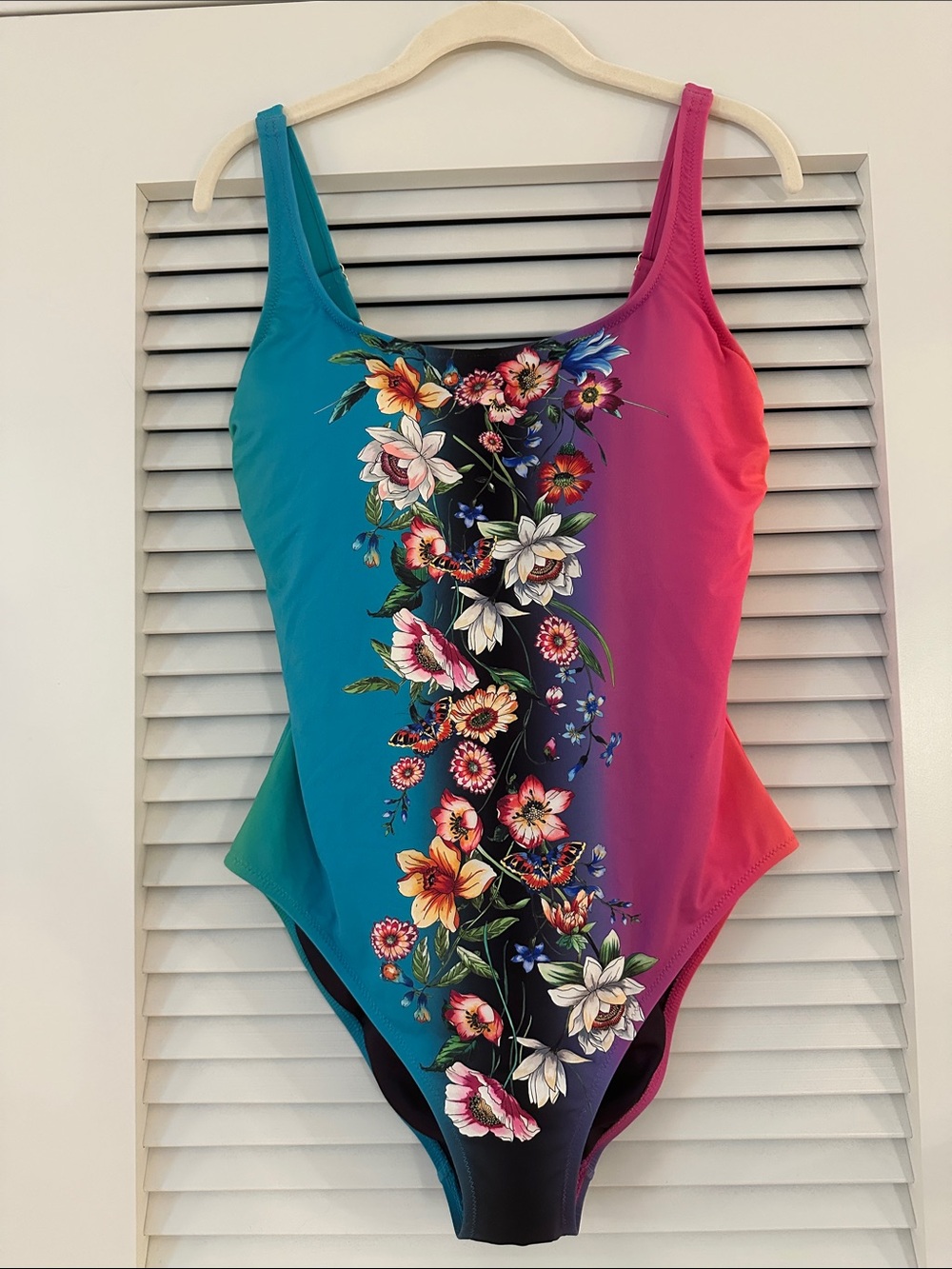 Johnny Was California XL Floral Butterfly Colorblock One Piece Swimsuit - Picture 2 of 13